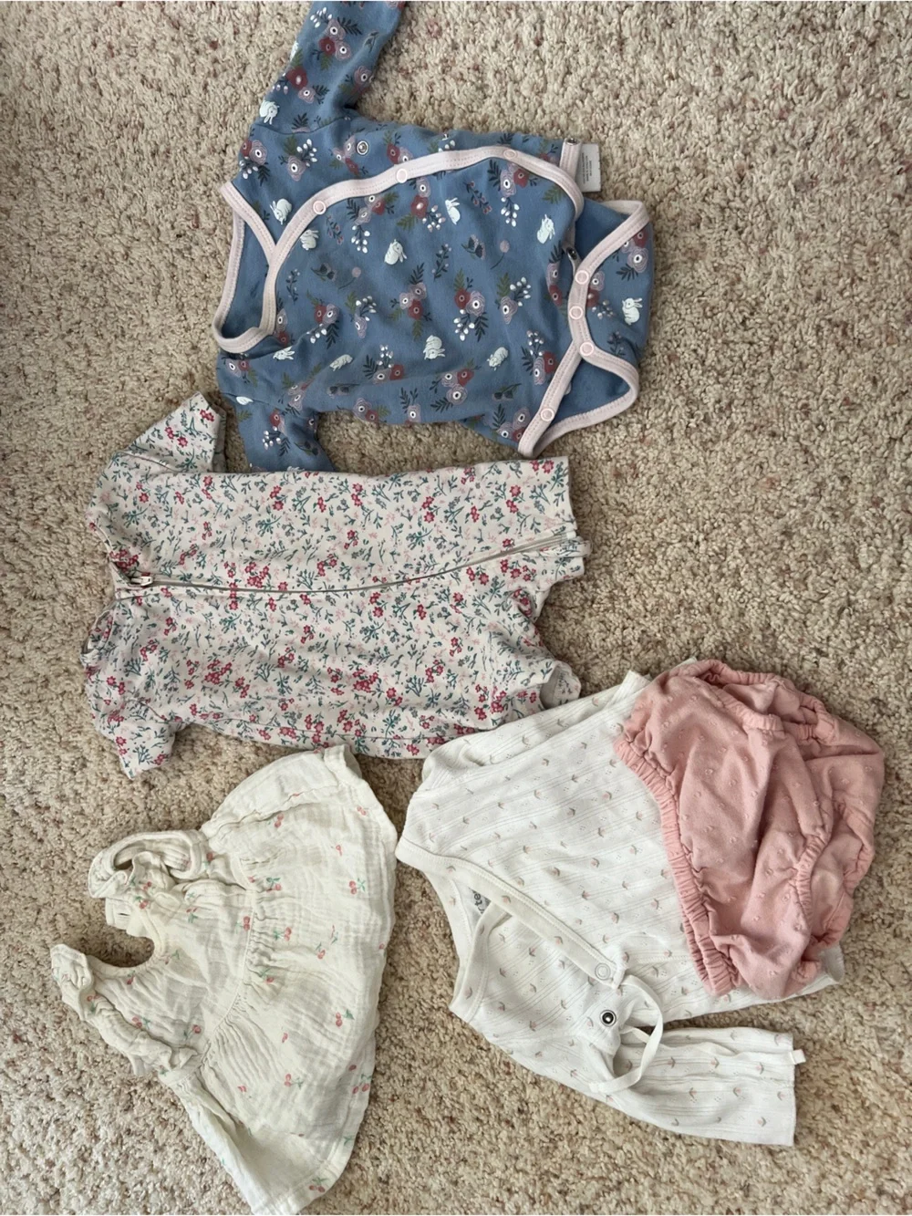 Carter's Floral & Solid Baby Clothing Set — Pink, White, Blue